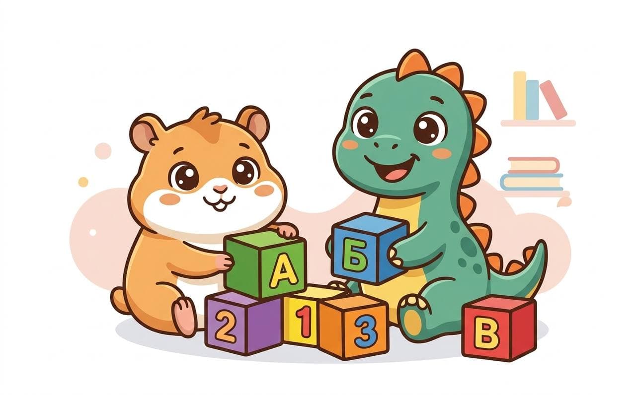 Хомяк и динозавр учатся вместе